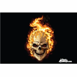 Flames Skull 12x18 Pocket Whip Flag For 1/4" & 5/16" Whips