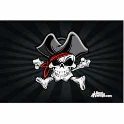 Pirate Skull 12x18 Pocket Whip Flag For 1/4" & 5/16" Whips