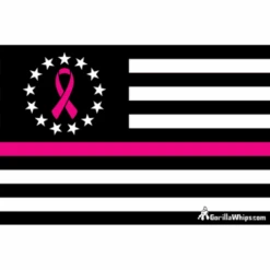Thin Pink Line Cancer Awareness 12x18 Pocket Whip Flag For 1/4" & 5/16" Whips