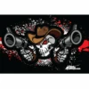 Double Guns Skull 12x18 Pocket Whip Flag For 1/4" & 5/16" Whips