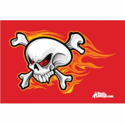 Flying Skull Red 12x18 Pocket Whip Flag For 1/4" & 5/16" Whips