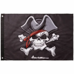 Pirate Skull 2x3 Grommet Whip Flag 7 Pirate Skull 2x3 Grommet Whip Flag -Gorilla Whips 2x3 Foot Flag 159