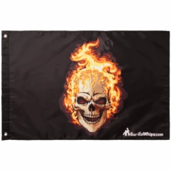 Flames Skull 2x3 Grommet Whip Flag 8 Flames Skull 2x3 Grommet Whip Flag -Gorilla Whips 2x3 Foot Flag 163