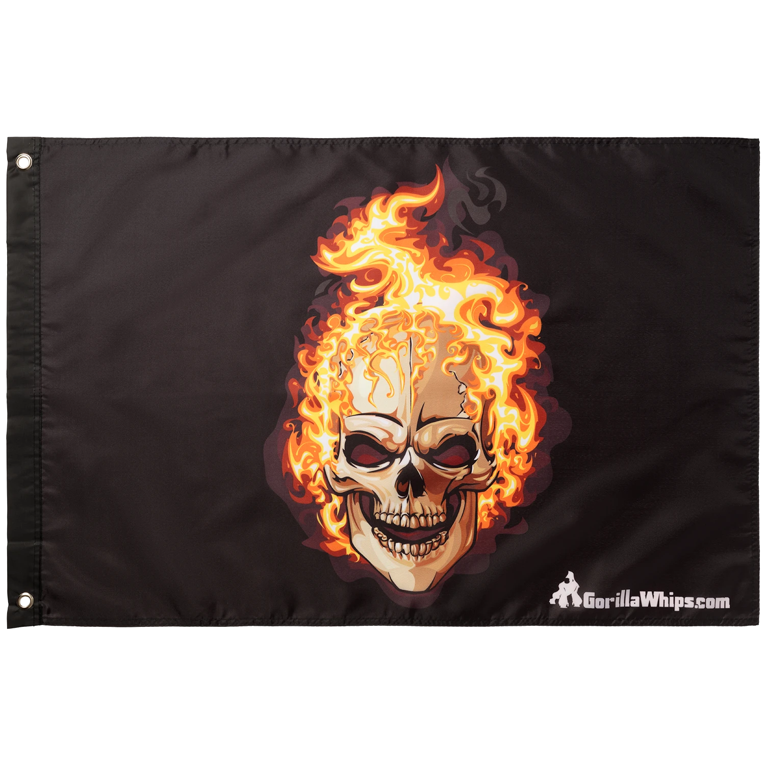 Flames Skull 2x3 Grommet Whip Flag 5 Flames Skull 2x3 Grommet Whip Flag - Image 3