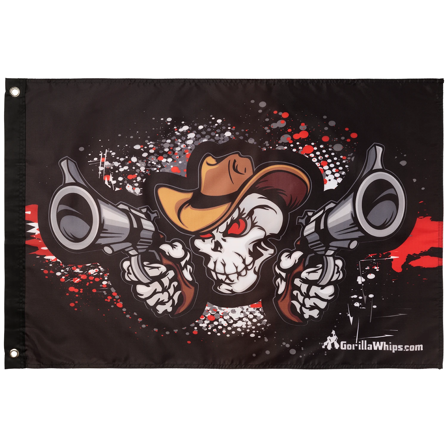 Double Guns Skull 2x3 Grommet Whip Flag 4 Double Guns Skull 2x3 Grommet Whip Flag - Image 2