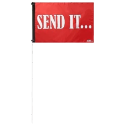 Send It Red 2x3 Grommet Whip Flag -Gorilla Whips 2x3 Foot Flag white pole 148