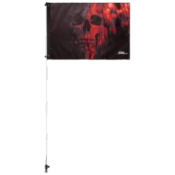 Red Skull 2x3 Grommet Whip Flag -Gorilla Whips 2x3 Foot Flag white pole with mount 161