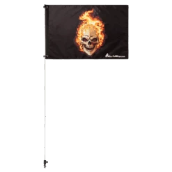 Flames Skull 2x3 Grommet Whip Flag 9 Flames Skull 2x3 Grommet Whip Flag -Gorilla Whips 2x3 Foot Flag white pole with mount 163