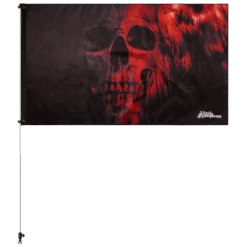 Red Skull 3x5 Grommet Whip Flag -Gorilla Whips 3x5 Foot Flag white pole with mount 184