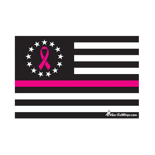 Thin Pink Line Cancer Awareness 3x5 Grommet Whip Flag 4 Thin Pink Line Cancer Awareness 3x5 Grommet Whip Flag - Image 2