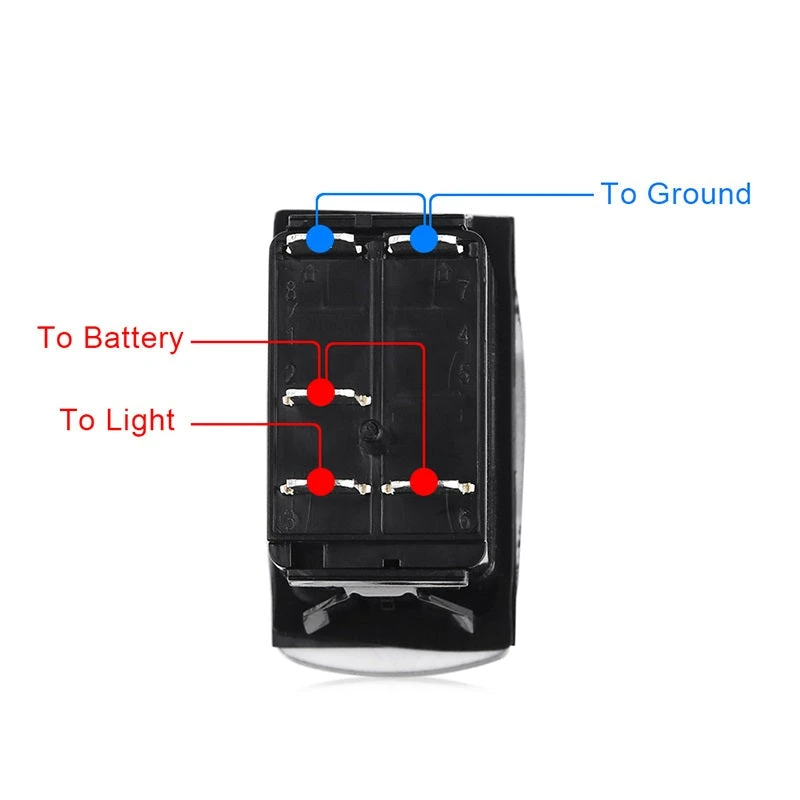 Lighted Whip Rocker Switch - Red, Blue 4 Lighted Whip Rocker Switch - Red, Blue - Image 2